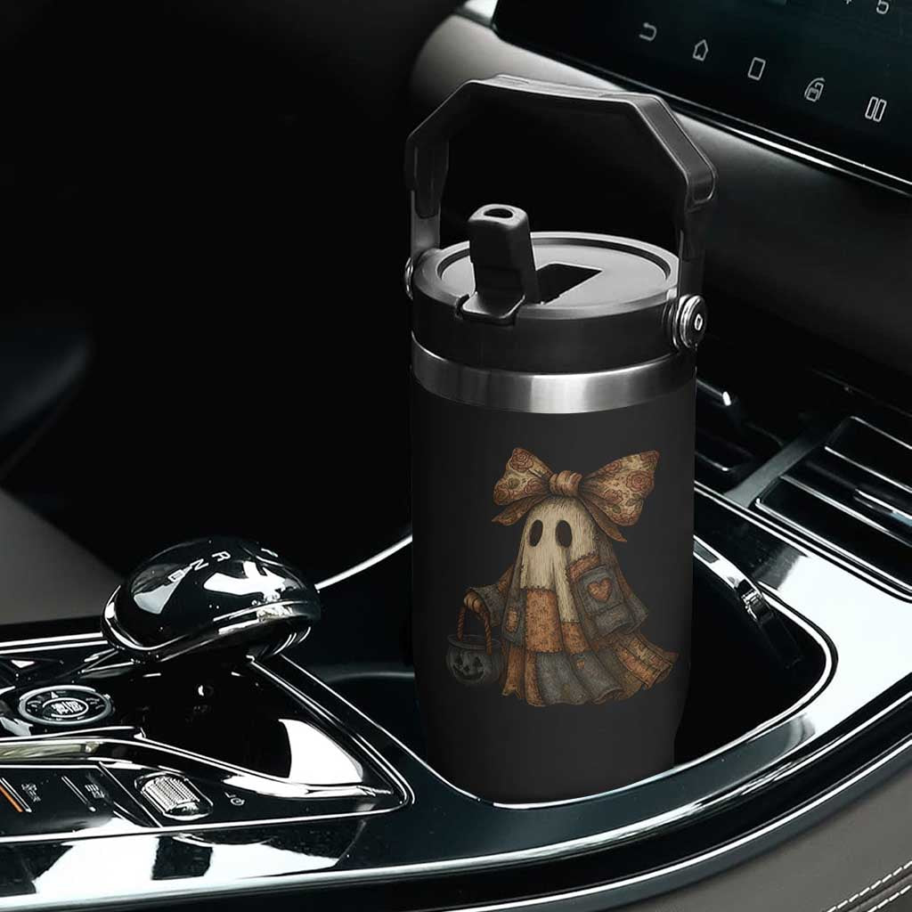 Halloween Vintage Denim Patchwork Spooky Ghost Coquette Flip Straw Tumbler TS11 Print Your Wear