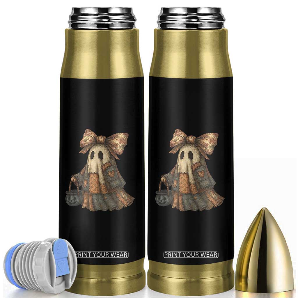 Halloween Vintage Denim Patchwork Spooky Ghost Coquette Bullet Tumbler TS11 Black Print Your Wear