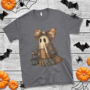 Halloween Vintage Denim Patchwork Spooky Ghost Coquette T Shirt TS11 Charcoal Print Your Wear