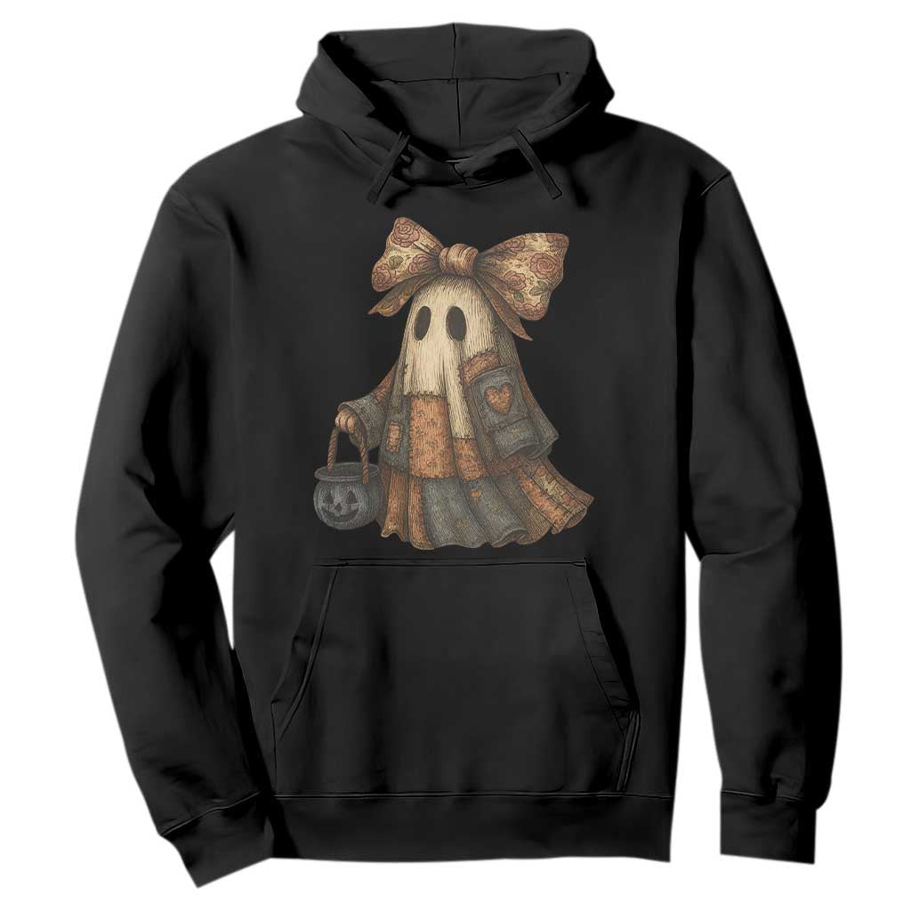 Halloween Vintage Denim Patchwork Spooky Ghost Coquette Hoodie TS11 Black Print Your Wear