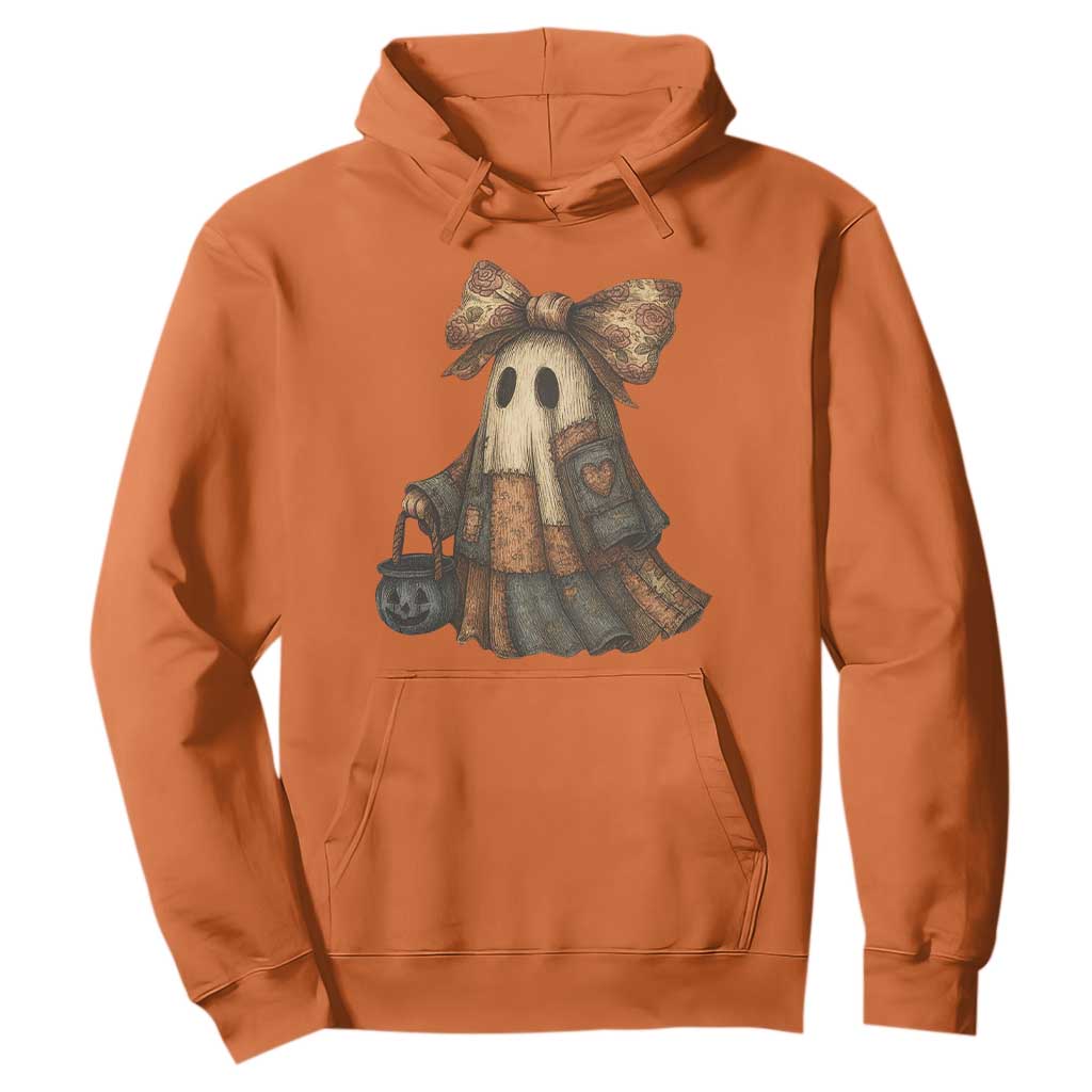 Halloween Vintage Denim Patchwork Spooky Ghost Coquette Hoodie TS11 Orange Print Your Wear