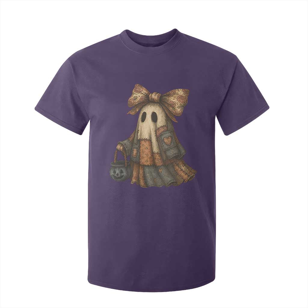 Halloween Vintage Denim Patchwork Spooky Ghost Coquette T Shirt For Kid TS11 Purple Print Your Wear