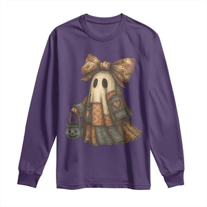 Halloween Vintage Denim Patchwork Spooky Ghost Coquette Long Sleeve Shirt TS11 Purple Print Your Wear