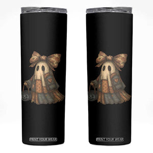 Halloween Vintage Denim Patchwork Spooky Ghost Coquette Skinny Tumbler TS11 Black Print Your Wear