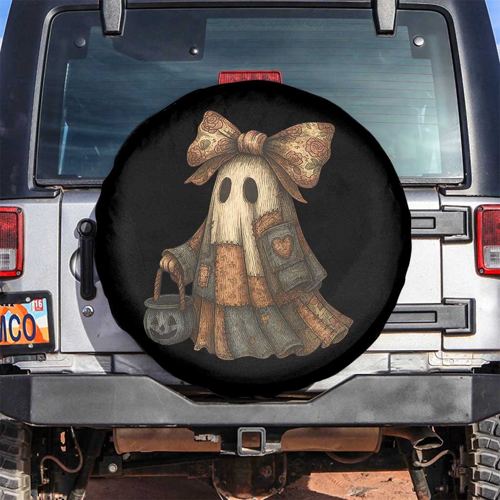 Halloween Vintage Denim Patchwork Spooky Ghost Coquette Spare Tire Cover TS11 No hole Black Print Your Wear