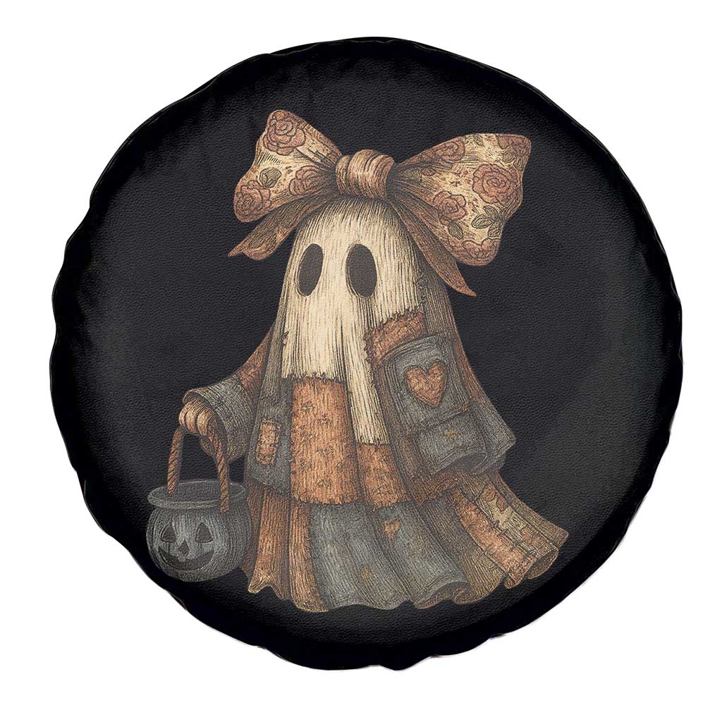 Halloween Vintage Denim Patchwork Spooky Ghost Coquette Spare Tire Cover TS11 Print Your Wear