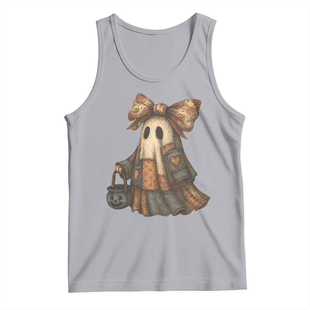 Halloween Vintage Denim Patchwork Spooky Ghost Coquette Tank Top TS11 Athletic Heather Print Your Wear