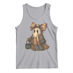 Halloween Vintage Denim Patchwork Spooky Ghost Coquette Tank Top TS11 Athletic Heather Print Your Wear