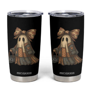 Halloween Vintage Denim Patchwork Spooky Ghost Coquette Tumbler Cup TS11 Black Print Your Wear
