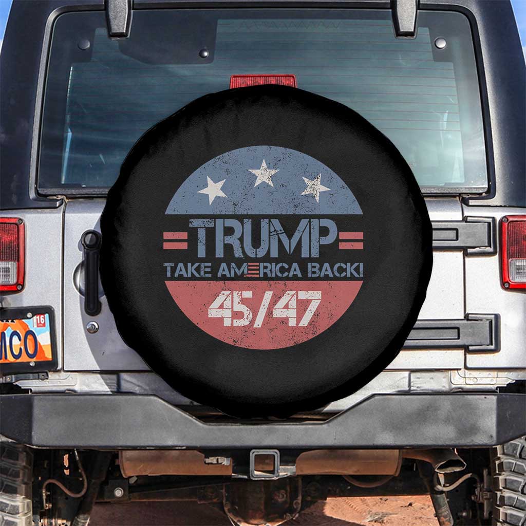 Trump Supporter Spare Tire Cover Take America Back Vintage American Flag Vote For Trump TS11 No hole Black Print Your Wear