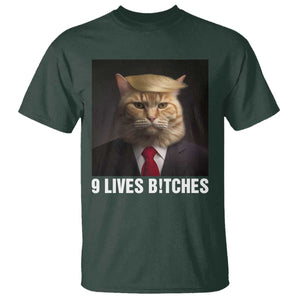 Funny Trump Supporter T Shirt 9 Lives Bitches Cat Trump Blond Hair You Missed TS11 Dark Forest Green Print Your Wear