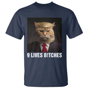Funny Trump Supporter T Shirt 9 Lives Bitches Cat Trump Blond Hair You Missed TS11 Navy Print Your Wear