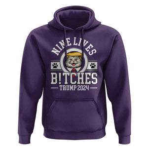 Funny Trump 2024 Hoodie Nine Lives Bitches Cat Blond Hair For Trump Paw TS11 Purple Print Your Wear