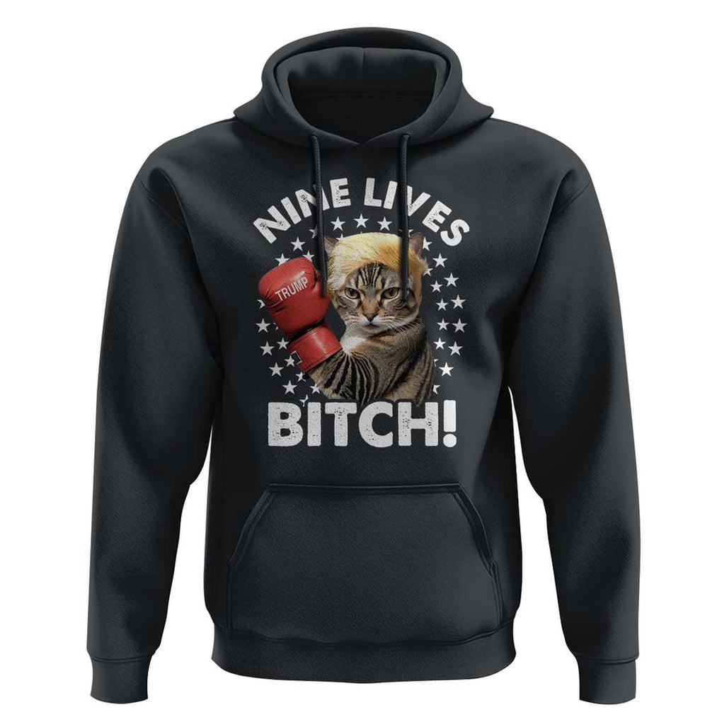 Funny Trump Hoodie Nine Lives Bitch Cat Trump Blond Hair Boxing TS11 Black Print Your Wear