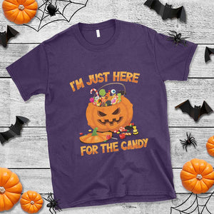 Funny Halloween T Shirt I'm Just here For The Candy Pumpkin Candy Trick Or Treat TS11 Purple Print Your Wear