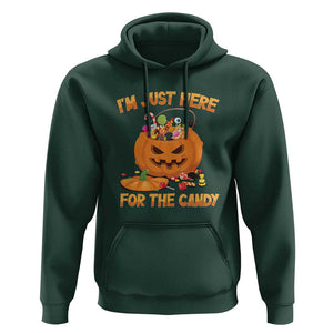 Funny Halloween Hoodie I'm Just here For The Candy Pumpkin Candy Trick Or Treat TS11 Dark Forest Green Print Your Wear