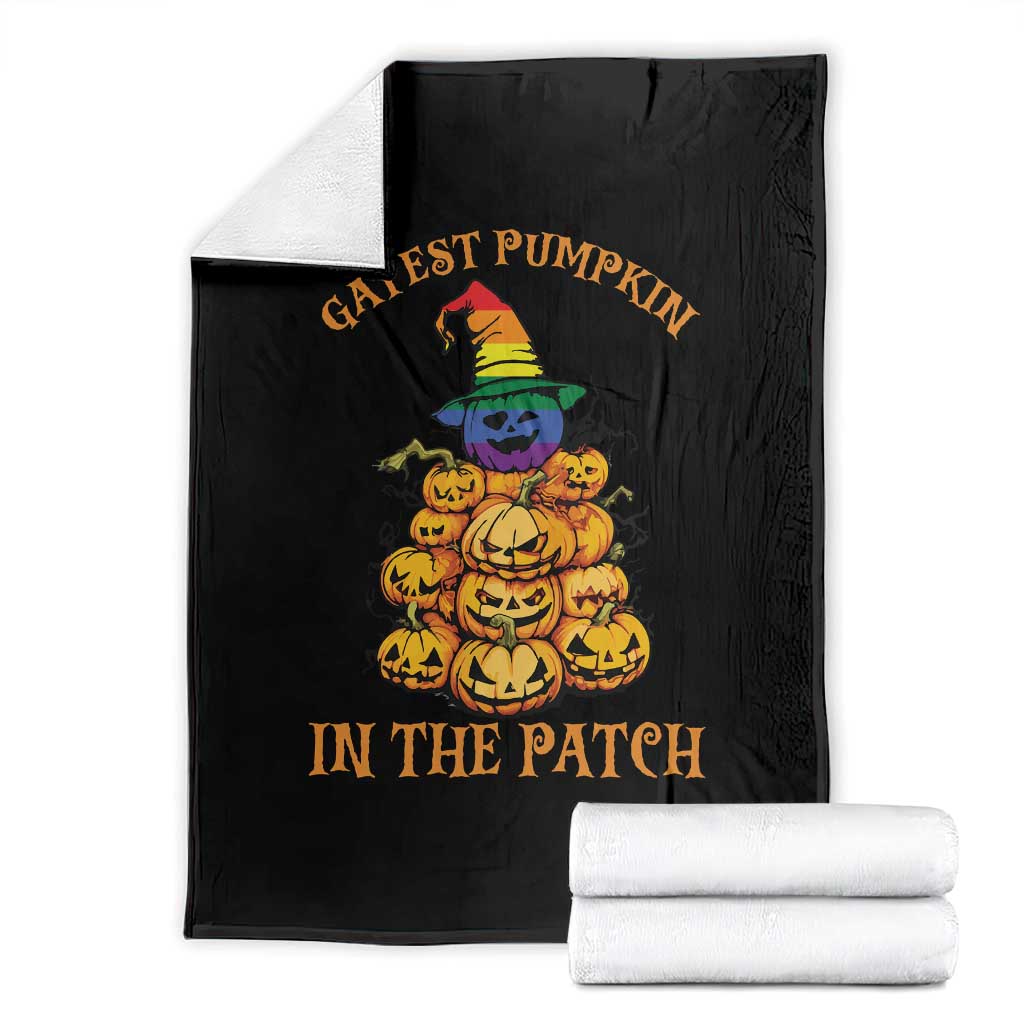 Funny Halloween LGBT Throw Blanket Gayest Pumpkin In The Patch Rainbow Flag TS11 Black Print Your Wear