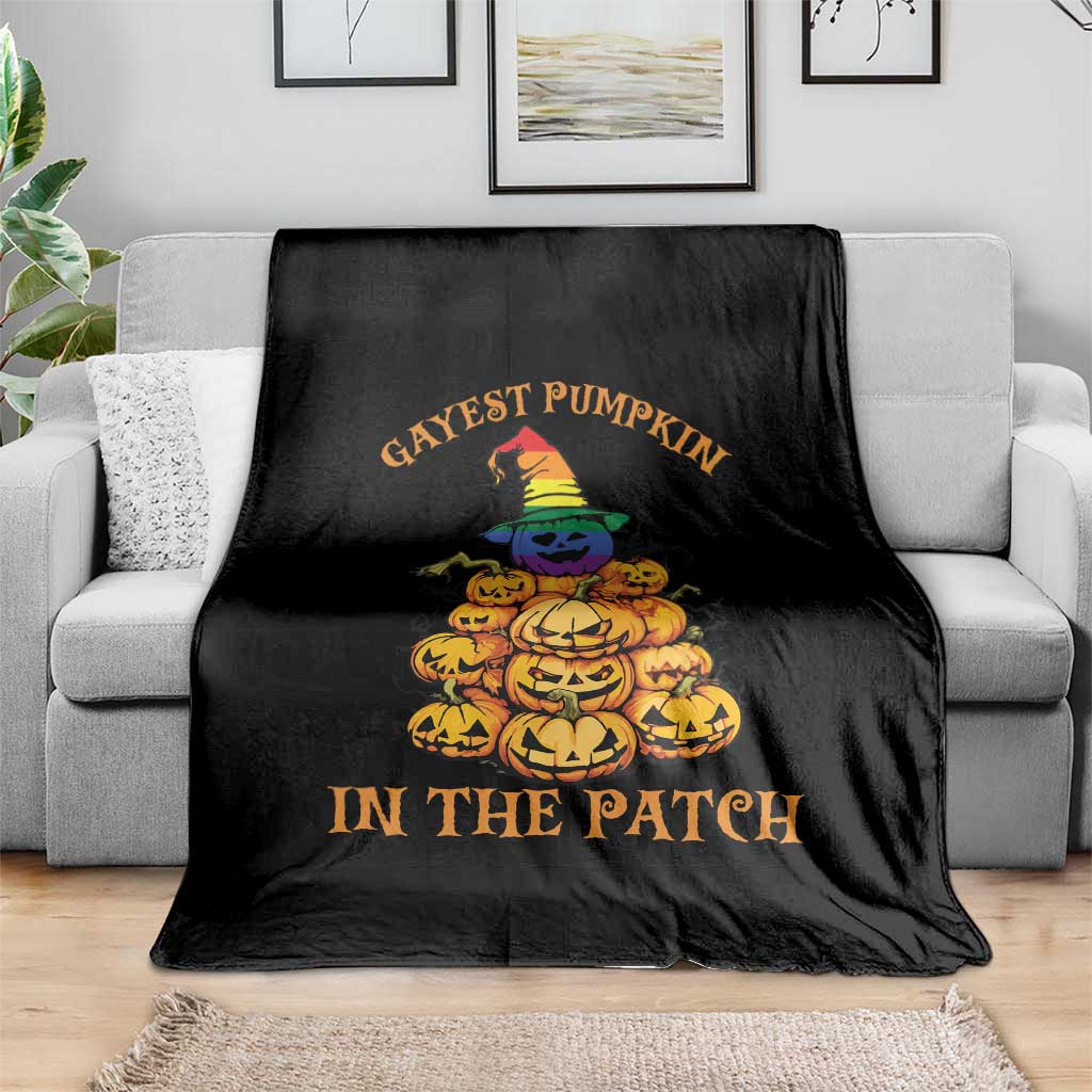 Funny Halloween LGBT Throw Blanket Gayest Pumpkin In The Patch Rainbow Flag TS11 Print Your Wear