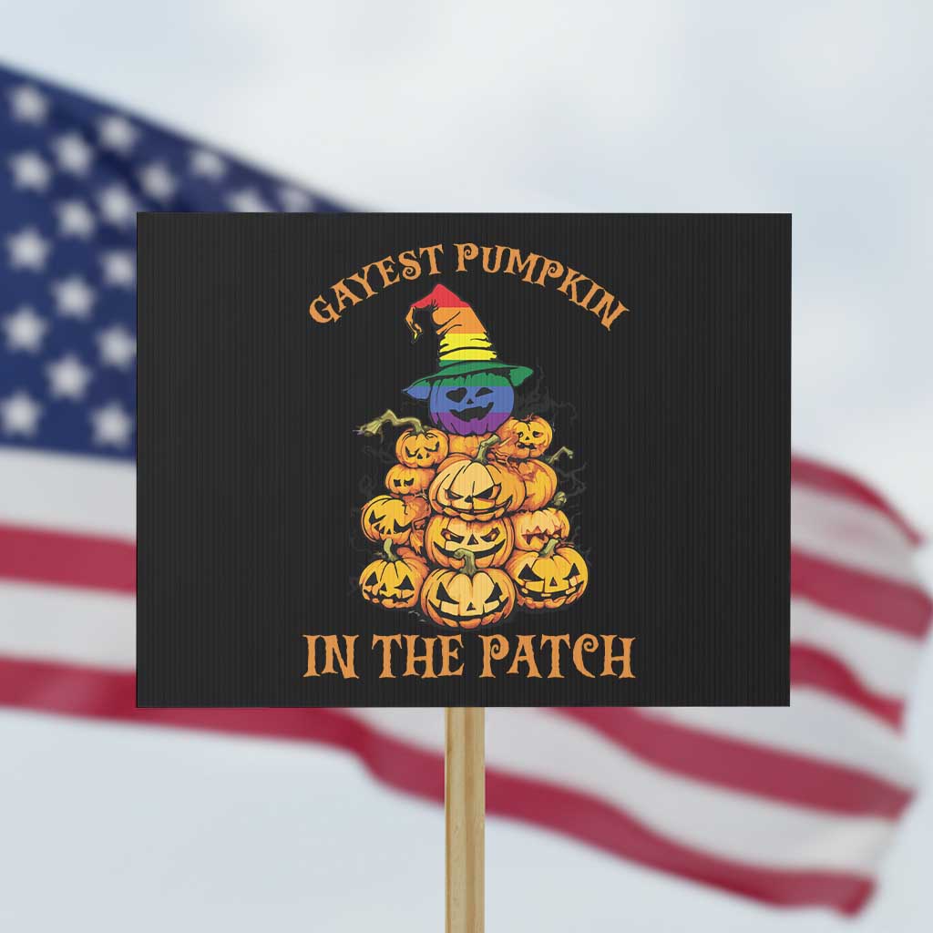 Funny Halloween LGBT Protest Sign Gayest Pumpkin In The Patch Rainbow Flag TS11 Horizontal 18