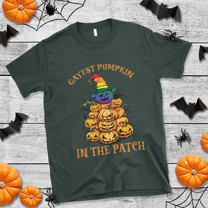 Funny Halloween LGBT T Shirt Gayest Pumpkin In The Patch Rainbow Flag TS11 Dark Forest Green Print Your Wear