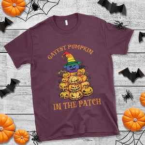 Funny Halloween LGBT T Shirt Gayest Pumpkin In The Patch Rainbow Flag TS11 Maroon Print Your Wear