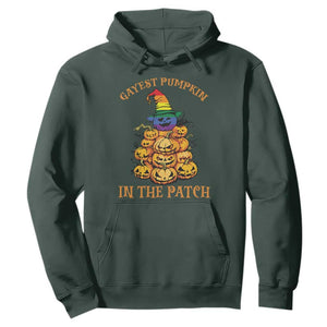 Funny Halloween LGBT Hoodie Gayest Pumpkin In The Patch Rainbow Flag TS11 Dark Forest Green Print Your Wear