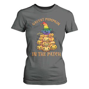 Funny Halloween LGBT T Shirt For Women Gayest Pumpkin In The Patch Rainbow Flag TS11 Dark Heather Print Your Wear