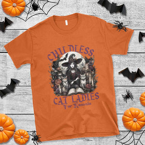 Harris Supporter T Shirt Childless Cat Ladies For Kamala Mysterious Witch Cats Flower TS11 Orange Print Your Wear