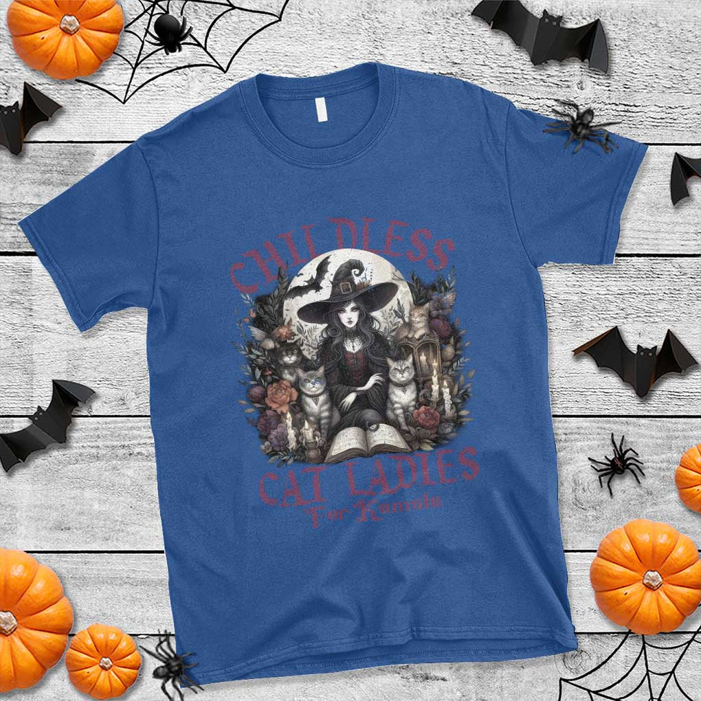 Harris Supporter T Shirt Childless Cat Ladies For Kamala Mysterious Witch Cats Flower TS11 Royal Blue Print Your Wear
