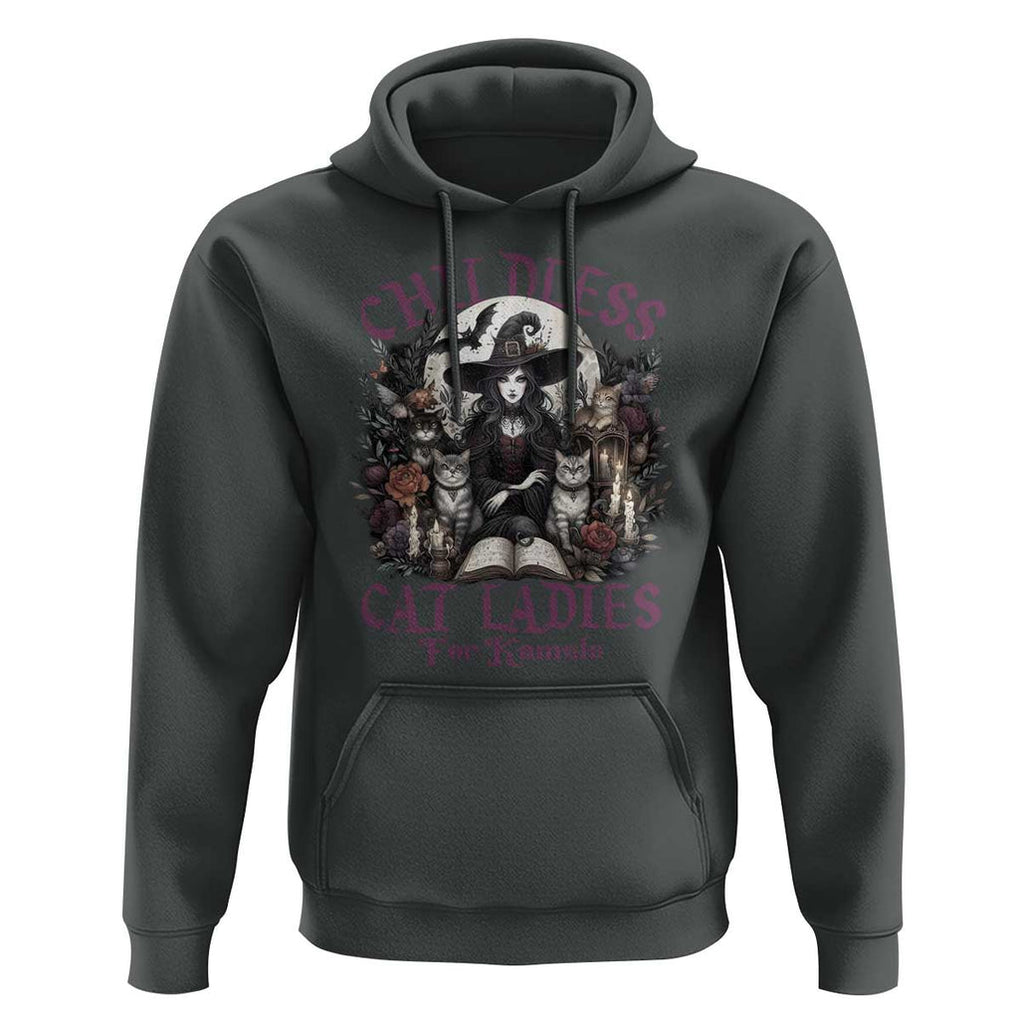 Harris Supporter Hoodie Childless Cat Ladies For Kamala Mysterious Witch Cats Flower TS11 Dark Heather Print Your Wear