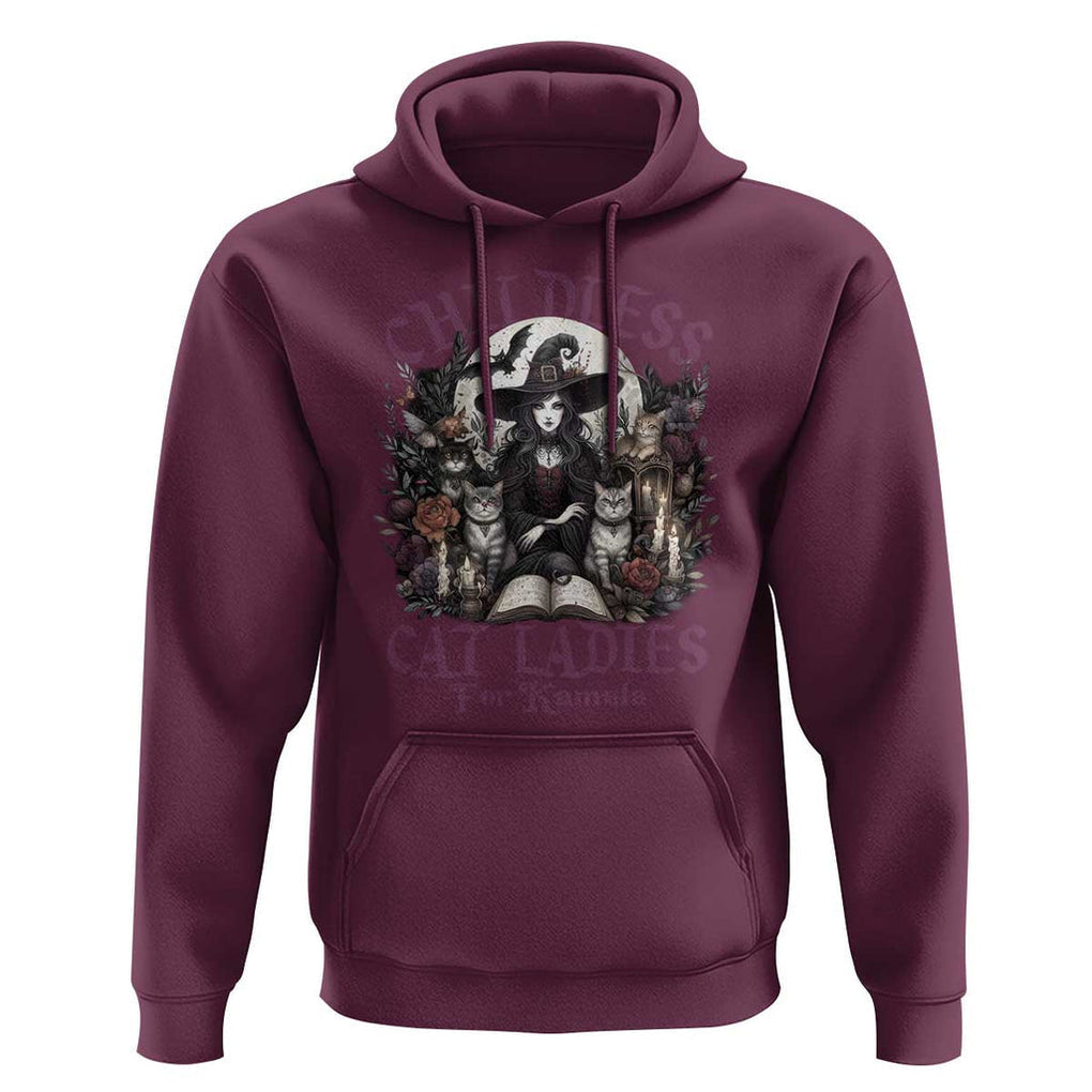 Harris Supporter Hoodie Childless Cat Ladies For Kamala Mysterious Witch Cats Flower TS11 Maroon Print Your Wear