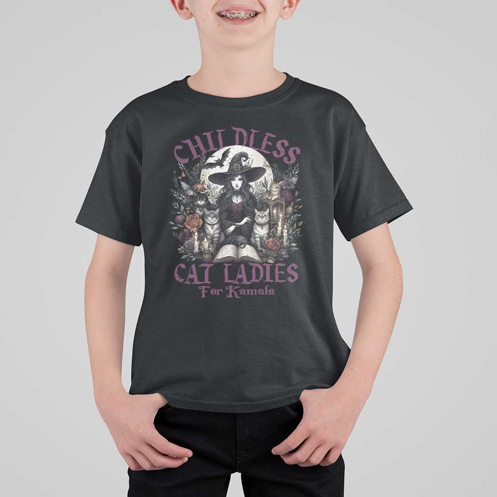 Harris Supporter T Shirt For Kid Childless Cat Ladies For Kamala Mysterious Witch Cats Flower TS11 Black Print Your Wear