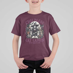Harris Supporter T Shirt For Kid Childless Cat Ladies For Kamala Mysterious Witch Cats Flower TS11 Maroon Print Your Wear