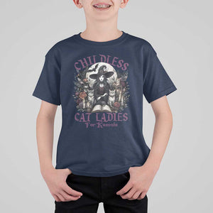 Harris Supporter T Shirt For Kid Childless Cat Ladies For Kamala Mysterious Witch Cats Flower TS11 Navy Print Your Wear