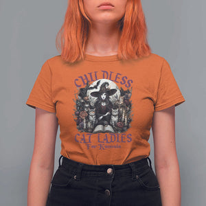 Harris Supporter T Shirt For Women Childless Cat Ladies For Kamala Mysterious Witch Cats Flower TS11 Orange Print Your Wear