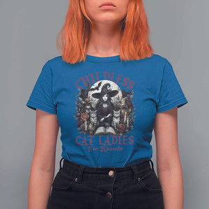 Harris Supporter T Shirt For Women Childless Cat Ladies For Kamala Mysterious Witch Cats Flower TS11 Royal Blue Print Your Wear