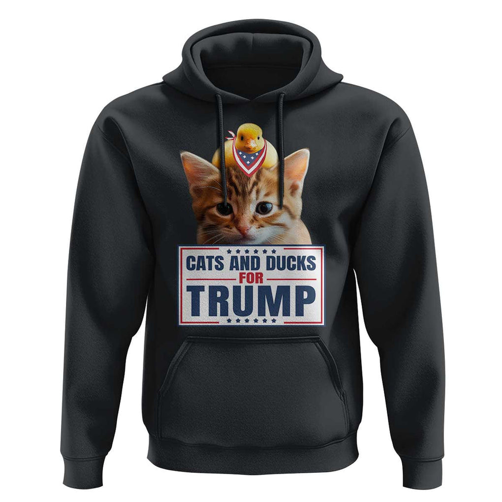 Trump Supporter Hoodie Cats And Ducks For Trump Presidential Election 2024 TS11 Black Print Your Wear