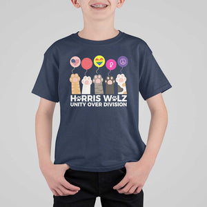 Funny Harris Walz Supporter T Shirt For Kid Unity Over Division Cat Paw American Flag Human Rights Feminism Equal Rights TS11 Navy Print Your Wear