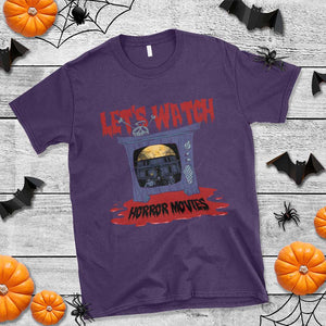 Funny Halloween T Shirt Let's Watch Horror Movies Televison Murderer Blood Skull TS11 Purple Print Your Wear