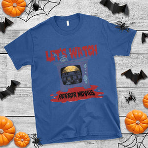 Funny Halloween T Shirt Let's Watch Horror Movies Televison Murderer Blood Skull TS11 Royal Blue Print Your Wear
