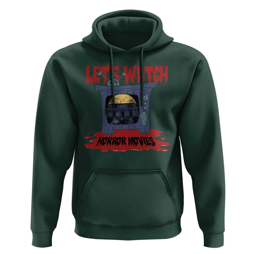 Funny Halloween Hoodie Let's Watch Horror Movies Televison Murderer Blood Skull TS11 Dark Forest Green Print Your Wear