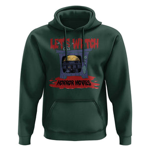 Funny Halloween Hoodie Let's Watch Horror Movies Televison Murderer Blood Skull TS11 Dark Forest Green Print Your Wear