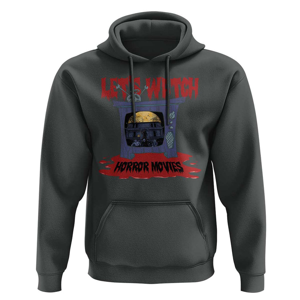 Funny Halloween Hoodie Let's Watch Horror Movies Televison Murderer Blood Skull TS11 Dark Heather Print Your Wear