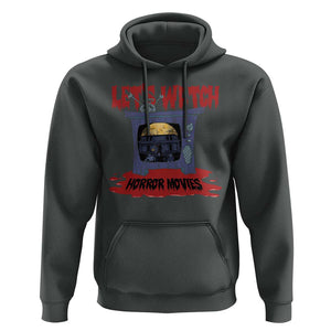 Funny Halloween Hoodie Let's Watch Horror Movies Televison Murderer Blood Skull TS11 Dark Heather Print Your Wear