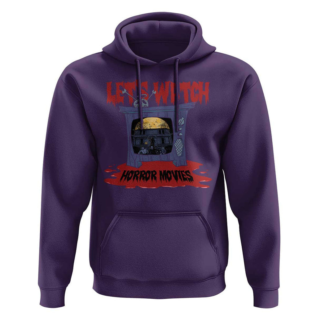 Funny Halloween Hoodie Let's Watch Horror Movies Televison Murderer Blood Skull TS11 Purple Print Your Wear
