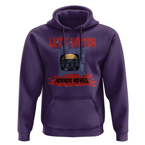 Funny Halloween Hoodie Let's Watch Horror Movies Televison Murderer Blood Skull TS11 Purple Print Your Wear