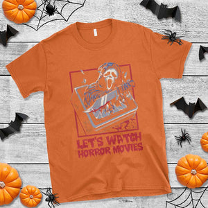 Funny Halloween T Shirt Let's Watch Horror Movies Ghost Broken Televison Knife TS11 Orange Print Your Wear