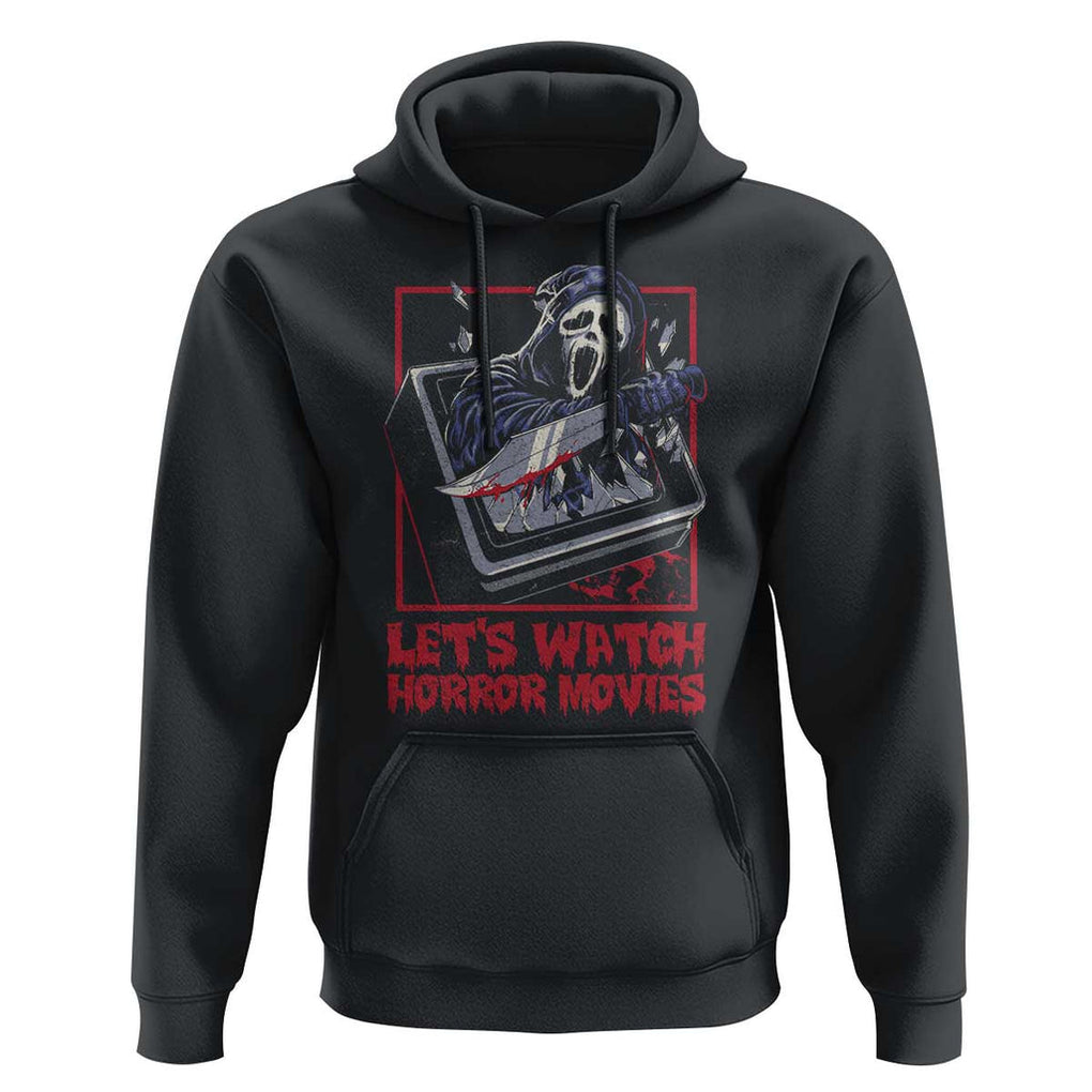 Funny Halloween Hoodie Let's Watch Horror Movies Ghost Broken Televison Knife TS11 Black Print Your Wear