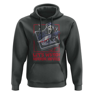 Funny Halloween Hoodie Let's Watch Horror Movies Ghost Broken Televison Knife TS11 Dark Heather Print Your Wear