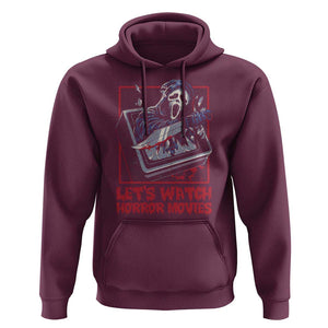 Funny Halloween Hoodie Let's Watch Horror Movies Ghost Broken Televison Knife TS11 Maroon Print Your Wear